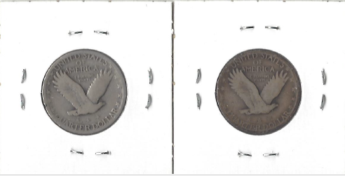 Two Standing Liberty Quarters - 1927 & 1929