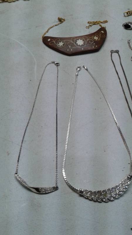 lot 10 image: Lot Of Costume Necklaces Chains, Used, Some Show Some Wear