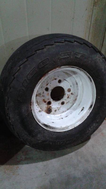 lot 31 image: Pair of Utility Tires And Rims, Used, Show Wear, Size 20.5 - 8.0-10
