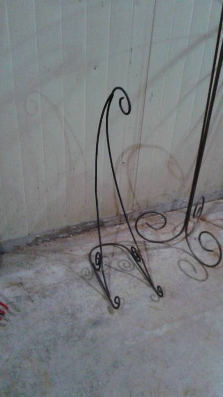 lot 39 image: Three Wrought Iron Hanging Flower Plant Stands, Used, Some Wear