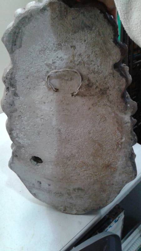 lot 48 image: Lion Head Cement Water Fountain, Non Working, Shows Wear, Chips