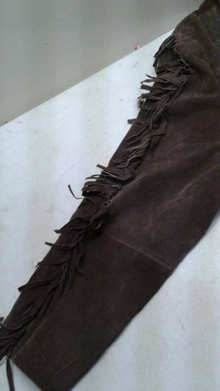 lot 60 image: Brown Leather Fringe, Coat, Size XXL
