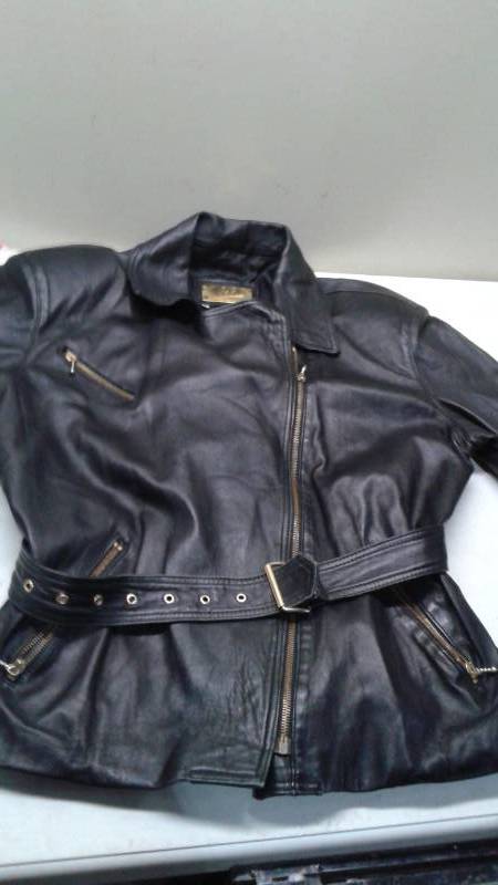 lot 63 image: Womens Black Leather Jacket, Size Large