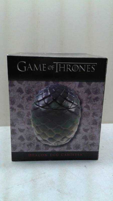 lot 93 image: Game Of Thrones Dragon Egg Canister, Unused, Has A Small Nick In It