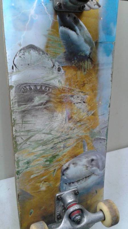 lot 97 image: Superior Shark Skateboard, Used, Lots Of Wear