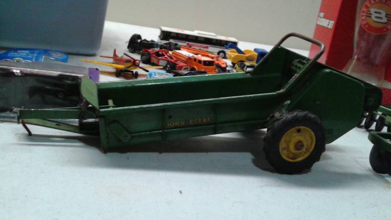 lot 99 image: Lot Of Small Collectibles, John Deere Tractor Part, Cars, Drinking Glasses