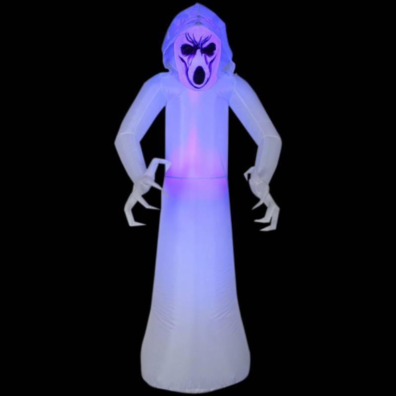 lot 20 image: 5 ft. Inflatable Frightened Ghost MD Black Light - New in Box