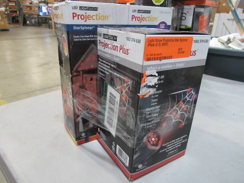 lot 35 image: Light Show Projection Star Spinner (Pack of 2) (REd & Yellow) & Spider Projector. New in Box.