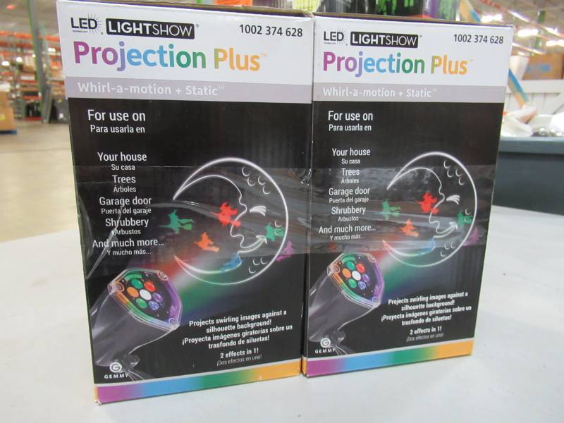 lot 36 image: 2 LED Projection Plus-Whirl-a-Motion and Static-Witch with Moon - New in Box