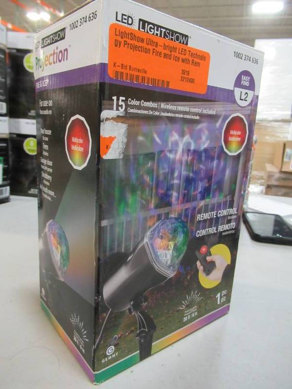 lot 49 image: LightShow Ultra-bright LED Technology Projection Fire and Ice with Remote, Swivels to any Position, Stakes Easily Into the Ground, Features Colorful, Swirling Lights