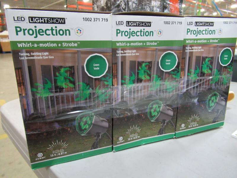 lot 53 image: Three LED Projection Chasing Green Witch Strobe Spotlight - New in Box