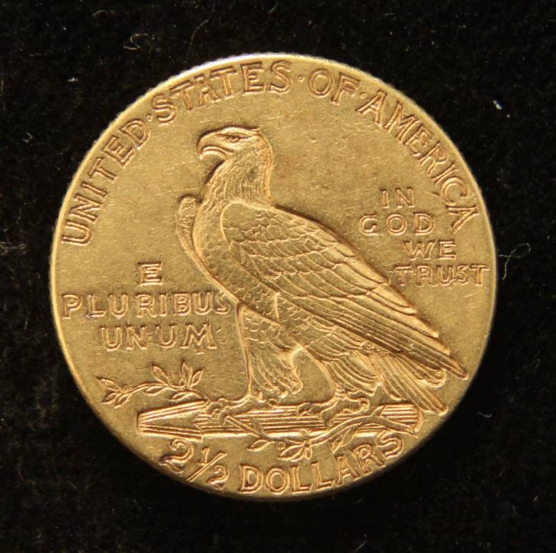lot 02 image: 1912 $2.50 US GOLD INDIAN