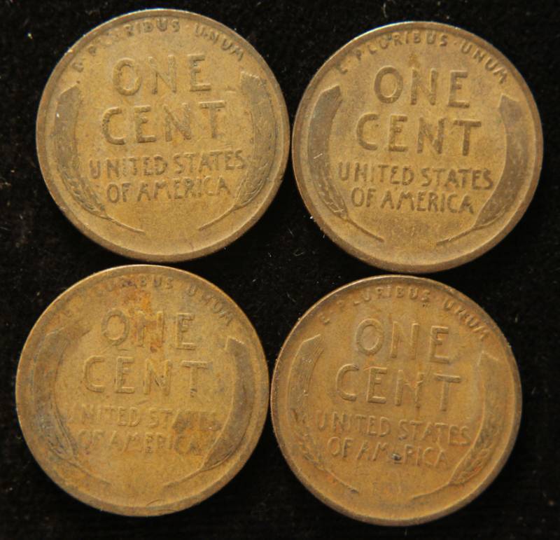 lot 30 image: 4 EARLY DATE WHEAT CENTS 1912 1913 1914 1915