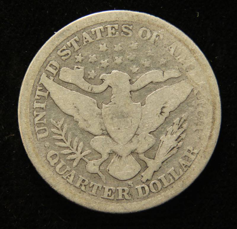 lot 40 image: 1899-S BARBER SILVER QUARTER