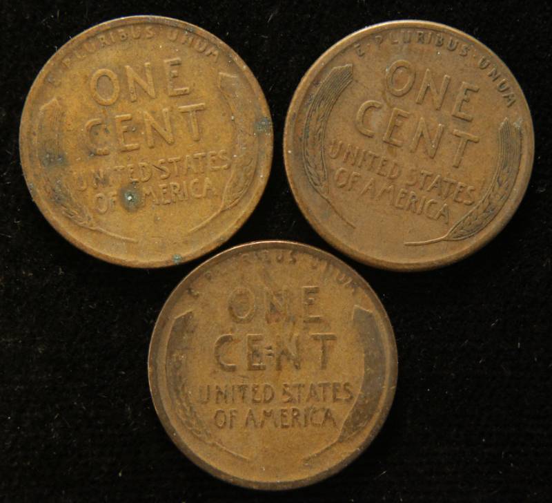 lot 42 image: 3 EARLY DATE WHEAT CENTS 1916 1916-D 1916-S