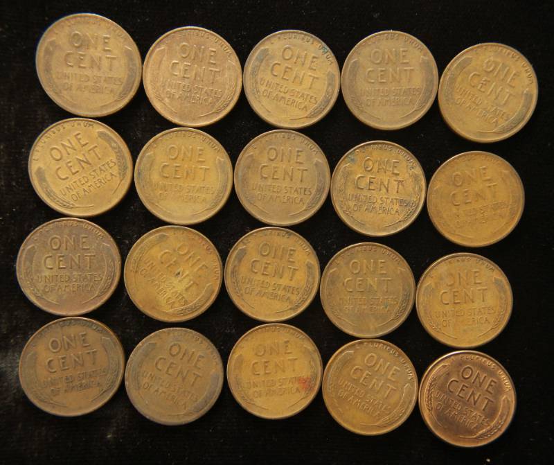 lot 68 image: 20 WHEAT CENTS DATE RUN 1934P-1940S