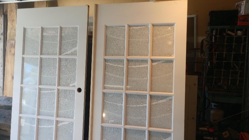 NEW Pair of Farmhouse 15 Panel Glass Wood French Doors