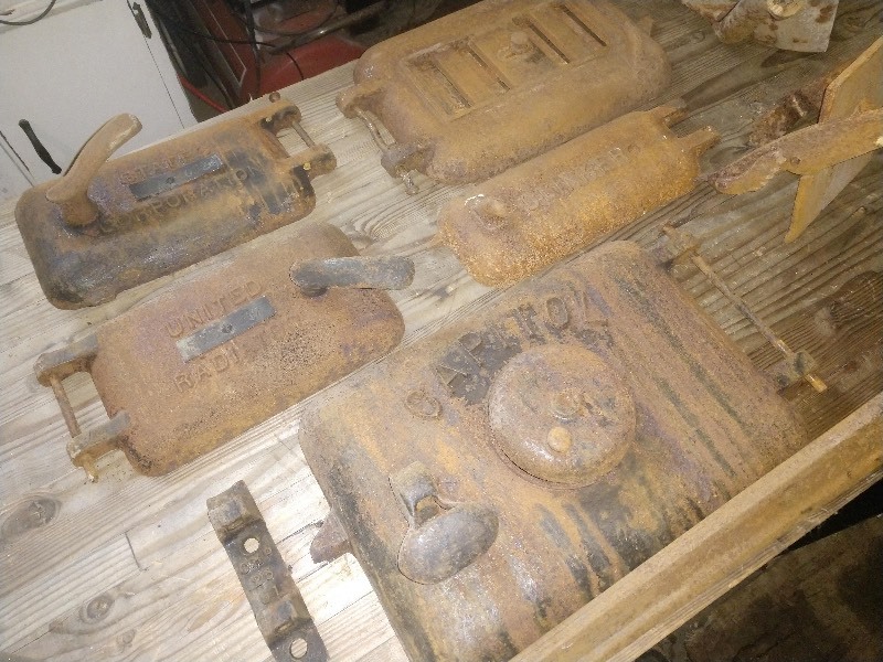 Vintage Cast Iron Boiler Furnace Doors and Shovel