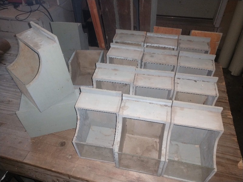 Primitive Hardware Organizing Storage Containers w Two Sliding Tracks
