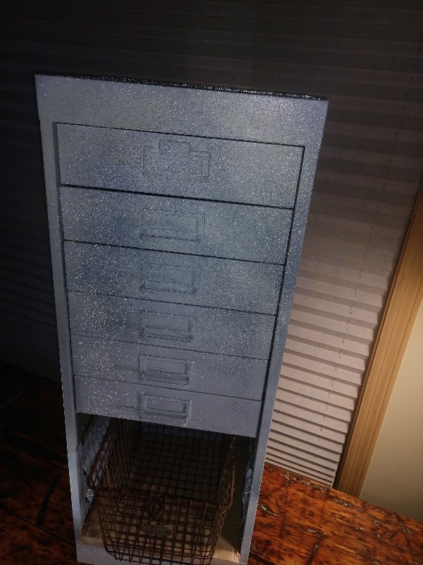 Six Drawer Vertical File Cabinet w Wire Mesh Basket Storage
