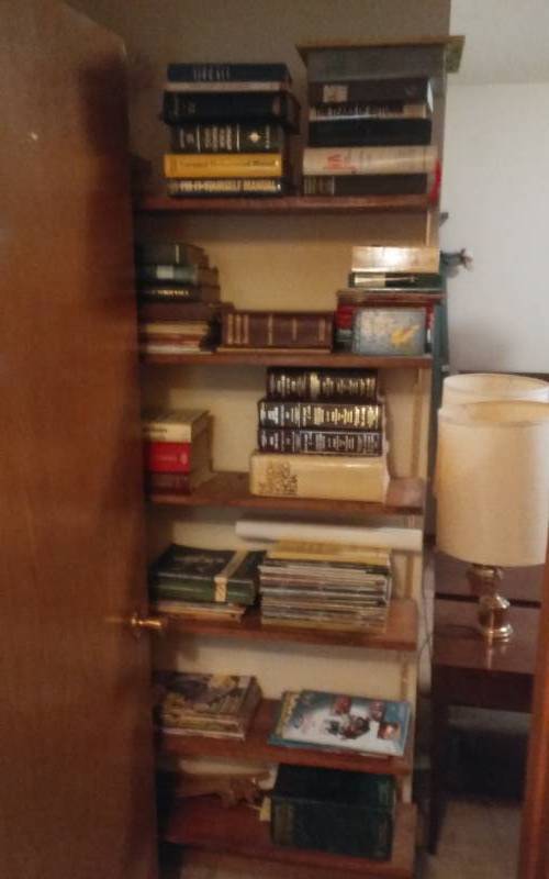 lot 25 image: Wall Shelves With Magazines Navy, Aviation, Hot Rod Vintage Books, More