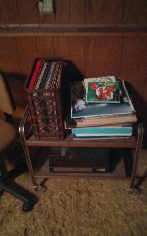 lot 63 image: Stereo, Record Albums, Rolling Cart