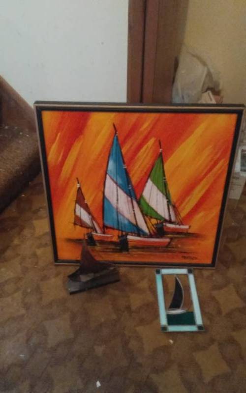 lot 81 image: Sailboat Picture, Sailboat Sculpture, Sailboat Sun Catcher
