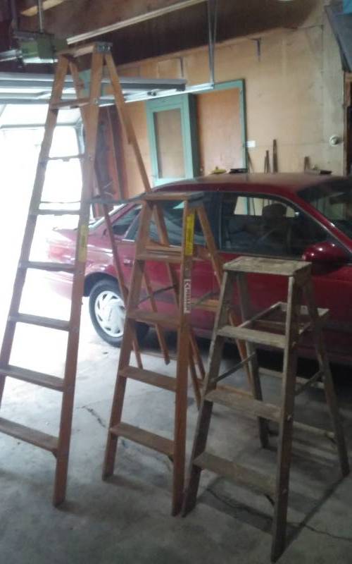 lot 98 image: 3-Wood Ladders-4 Ft., 5 Ft., 8 Ft.