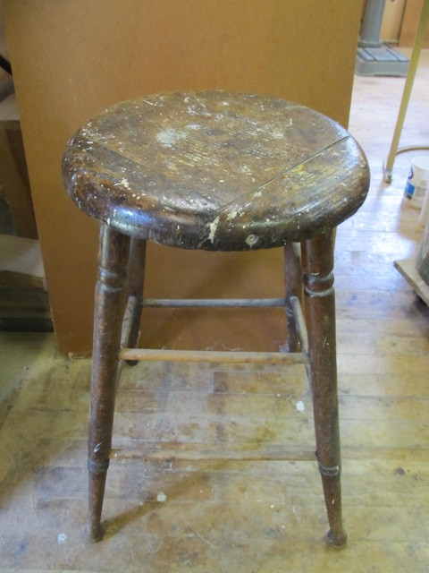 lot 39 image: Antique Wooden Shop Stool