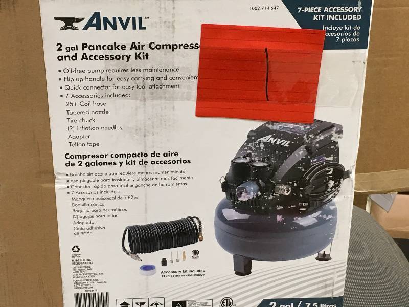 lot 1 image: ANVIL 2G Pancake Air Compressor with 7-Pieces Accessories Kit in good conditions