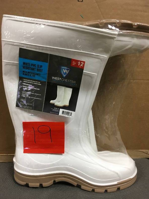 lot 19 image: West Chester White PVC Slip Resistant Boot Waterproof Size 12 New