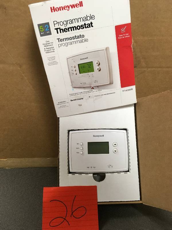 lot 26 image: Honeywell RTH2300B 5-2 Day Programmable Thermostat with Backlight in good conditions