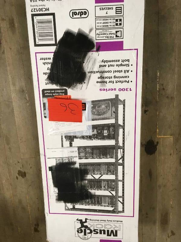 lot 36 image: Edsal Steel Canning Shelving  7 Shelves, 30in.W x 12in.D x 60in.H, Model# HC30127 not used