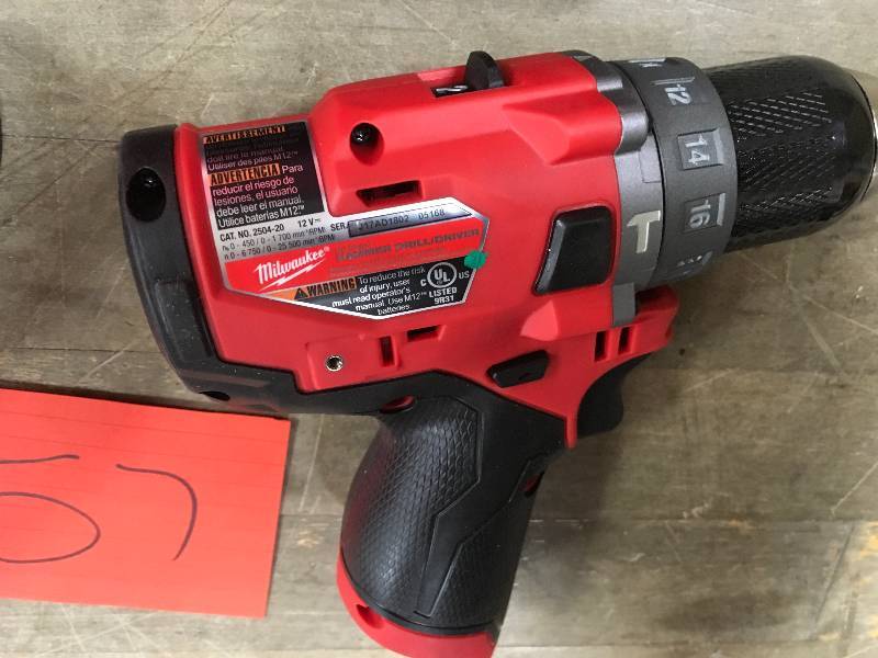 lot 57 image: Milwaukee 2504-20 M12 Fuel12v Brushless Hammer Drill in working conditions