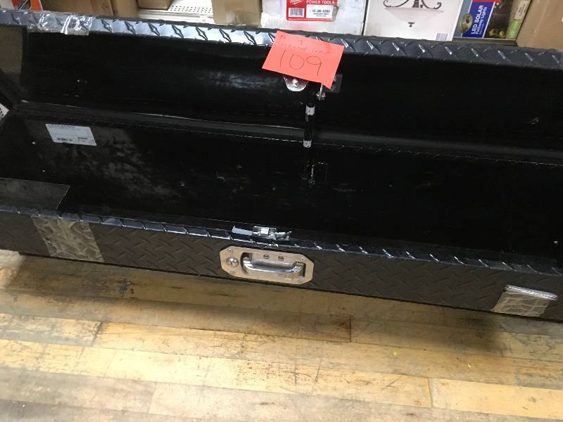 lot 109 image: HUSKY 46.8 in. x 15.7 in. x 13.3 in. Aluminum Low Side Truck Box  NO KEY LOCK NEED REPAIR