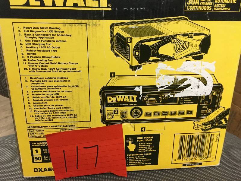 lot 117 image: Dewalt  30-Amp Multibank Bench Charger with 80-Amp Engine Start & 2-Amp Maintainer