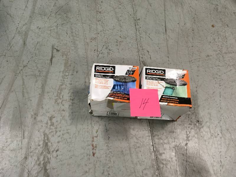 lot 14 image: Ridgid VF3500 3-Layer Filter for WD4050 AND RIDGID VF3600 HEPA Media Filter for 3 to 4.5 Gallon VAC in good conditions