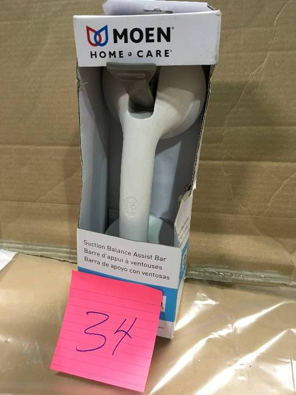 lot 34 image: Moen LR2308W Home Care 12-Inch Suction Balance Assist Bath Grip, not used