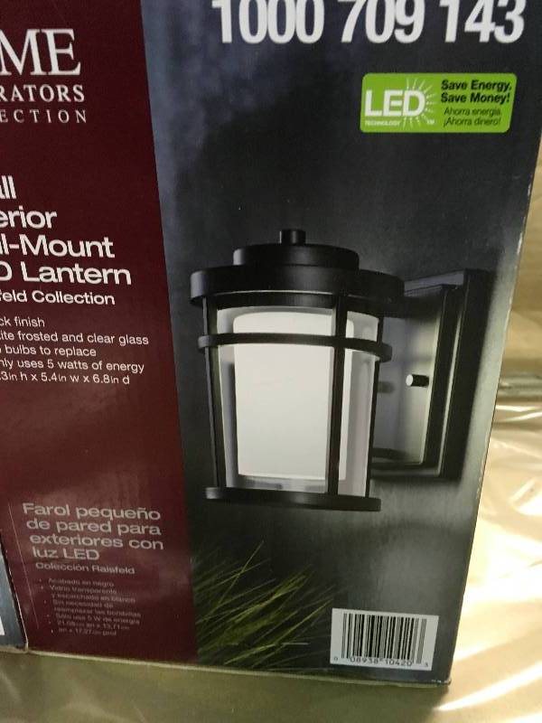 lot 36 image: Home Decorators 1000709143 Small Exterior Wall Mount Lantern   LOT OF 2 not used