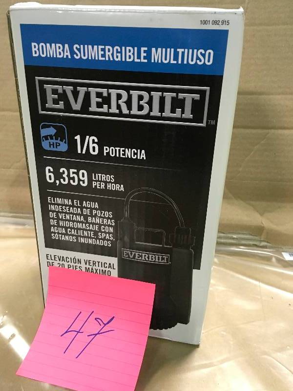 lot 47 image: Everbilt 16 HP Plastic Submersible Utility Pump