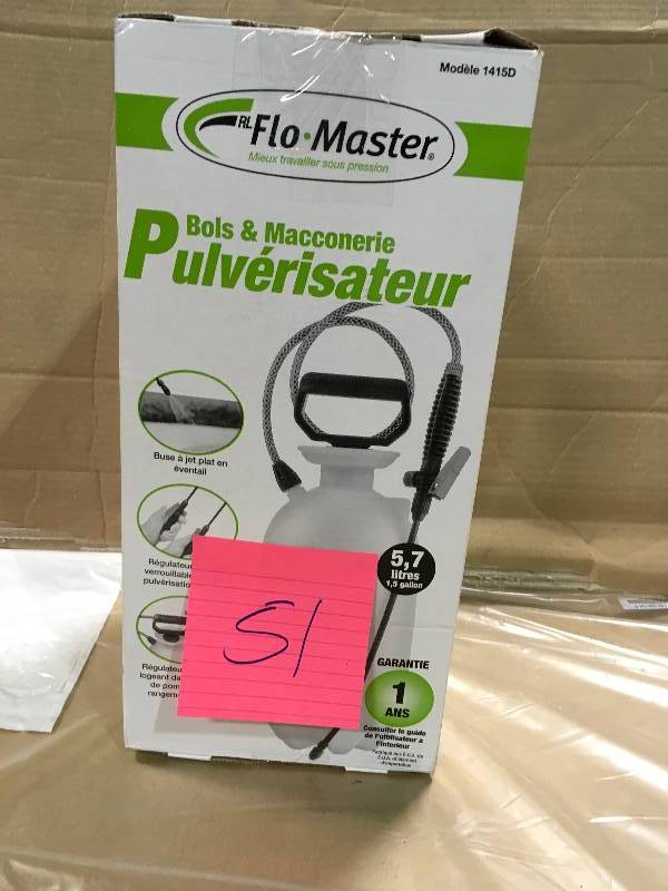 lot 51 image: RL Flo-Master 2 Gal. Deck Sprayer Flat Fan-Patterned Nozzle.. in good conditions