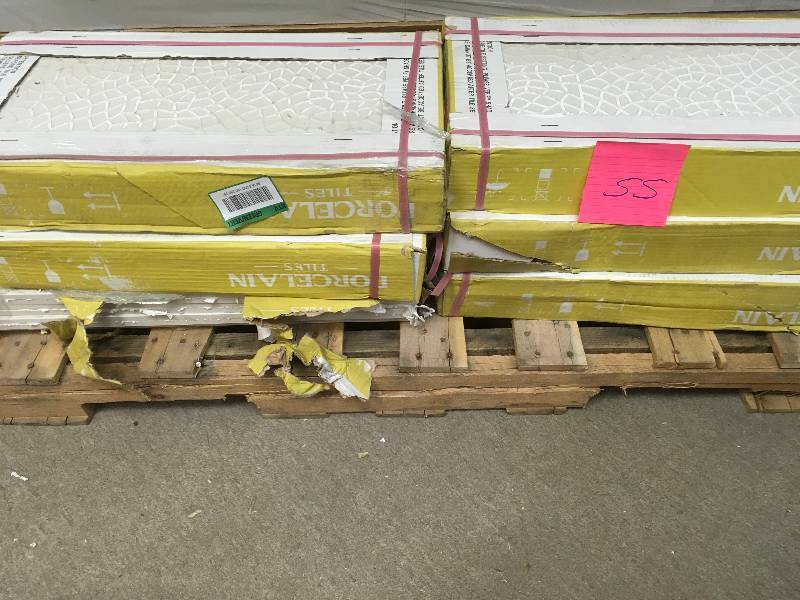 lot 55 image: Emser Surface Ripple White 12 x 24 Porcelain Tile  LOT OF 6 CASES not used
