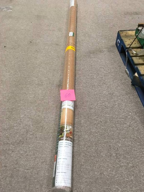 lot 60 image: Lewis Hyman 0322086 PVC Roll Up Blind, 96W x 72L, Woodgrain not used