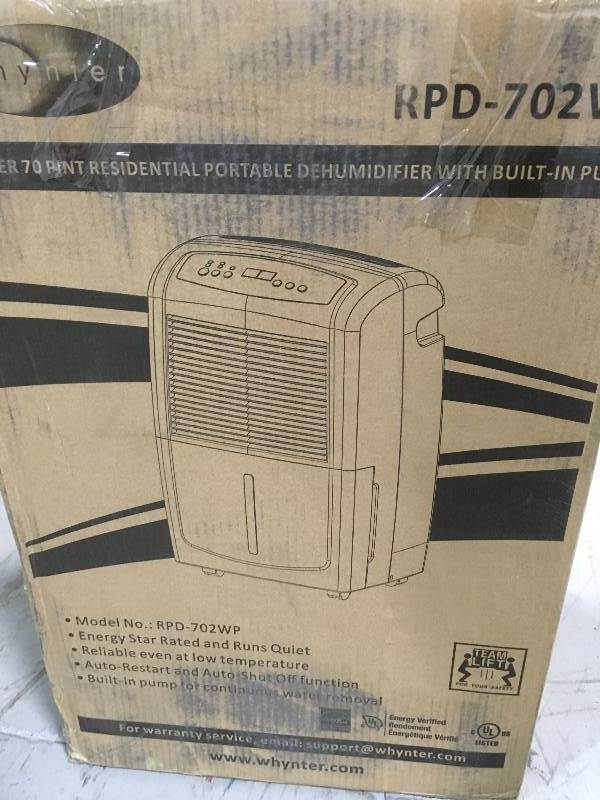 lot 86 image: Whynter Energy Star 70 Pint Dehumidifier wPump RPD-702WP in working conditions