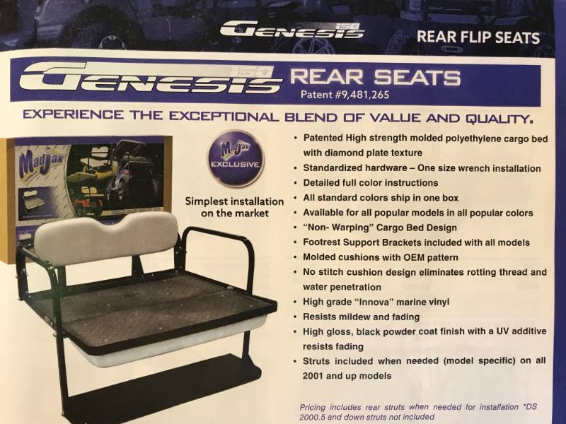 lot 10 image: New In Box Golf Cart Rear Flip Seat Kit made to fit Star EV Classic Golf Cart