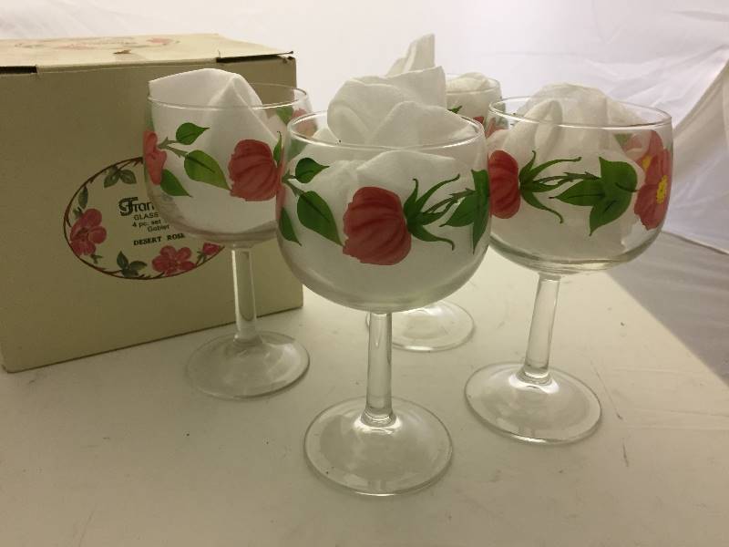 lot 225 image: Franciscan Desert Rose Goblet Set of 4