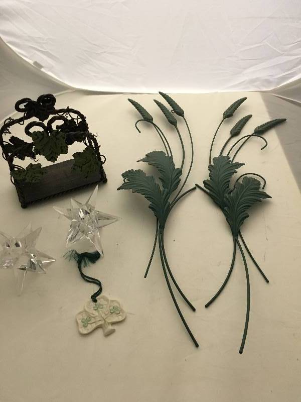 lot 239 image: Decoratives - Wall, Napkin Holder, Candle Holders, Belleek ornament
