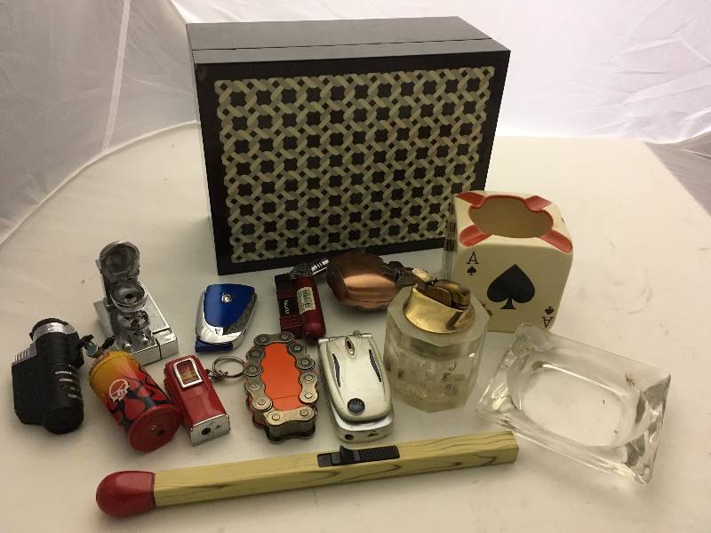 lot 240 image: Lighters & Ashtrays & Decorative Box