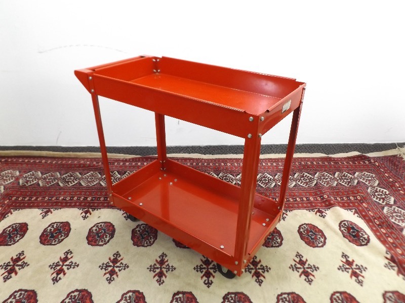 lot 20 image: NEW Red Metal Rolling Work Cart