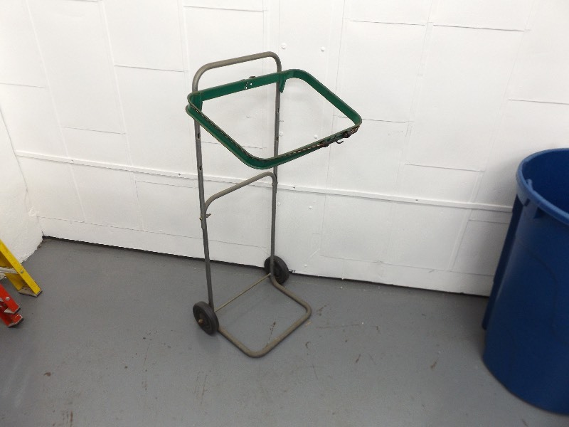 lot 71 image: 32 Gallon Trash Bin and Metal Trash Bag Holder